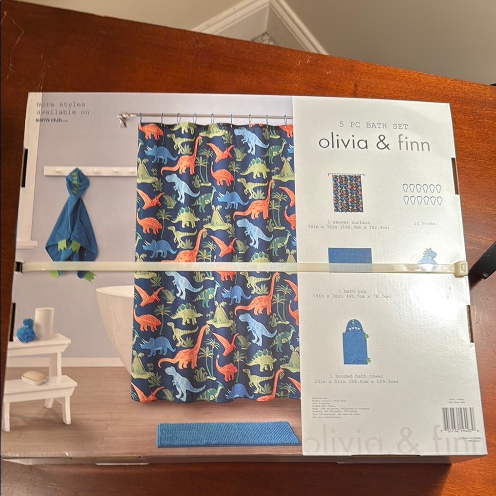 Olivia & Finn Dinosaur 5 piece Bath Set - Blue & Green, NEW! - Picture 5 of 9